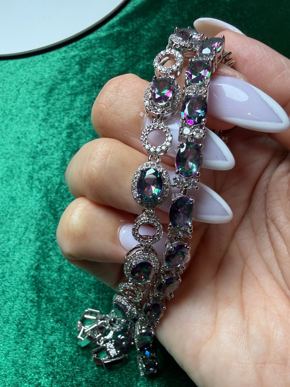 Mystic Topaz Bracelet Set - 14K White Gold Plated-New Arrivals! 💎
